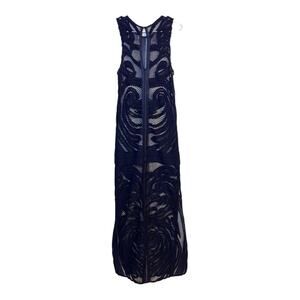 Finders Keepers Sexy Blue Sheer Crochet Maxi Tank Dress Small  T0398